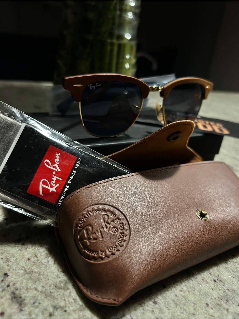 Ray-Ban RB3016M Clubmaster Wood Sunglasses 1180/R5 51mm + Case